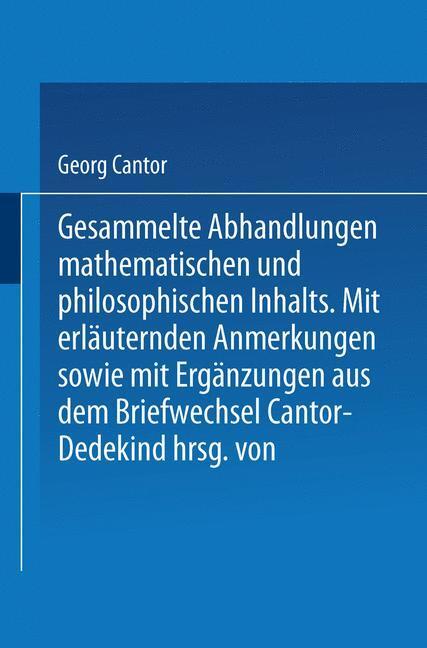 Cover: 9783662002544 | Gesammelte Abhandlungen | Mathematischen und Philosophischen Inhalts