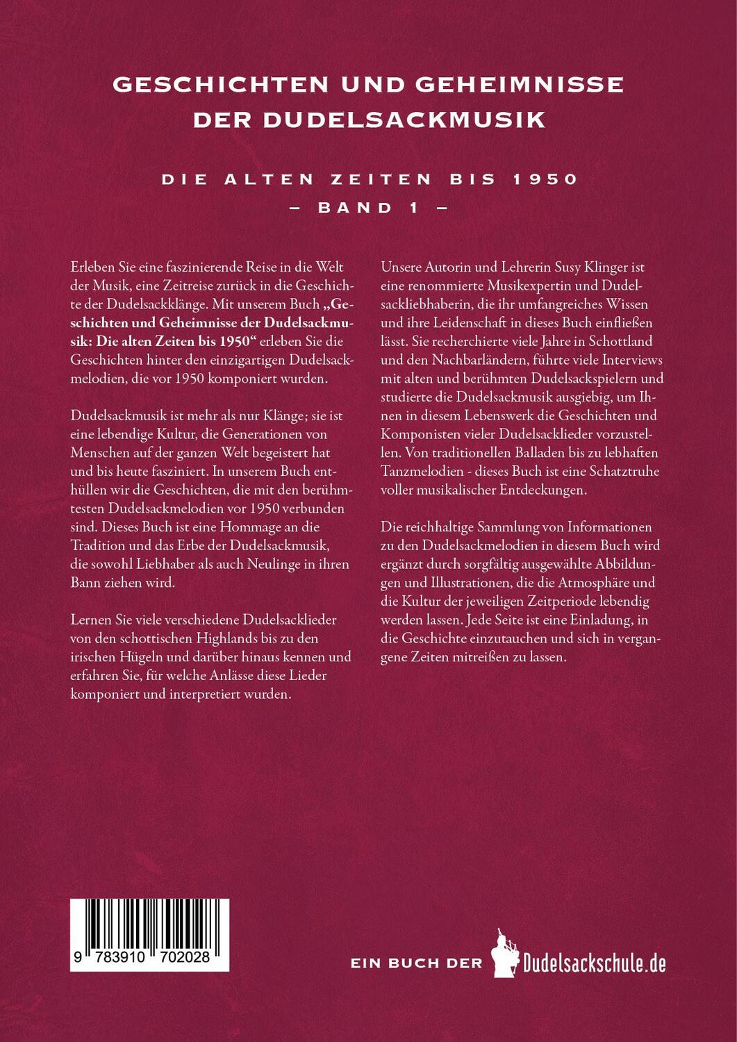 Rückseite: 9783910702028 | Geschichten und Geheimnisse der Dudelsackmusik | Susy Klinger | Buch