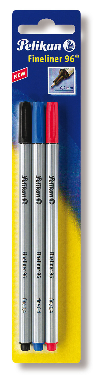 Cover: 4012700940629 | Pelikan Fineliner 96®, in den Farben Schwarz, Blau, Rot, 3er Set