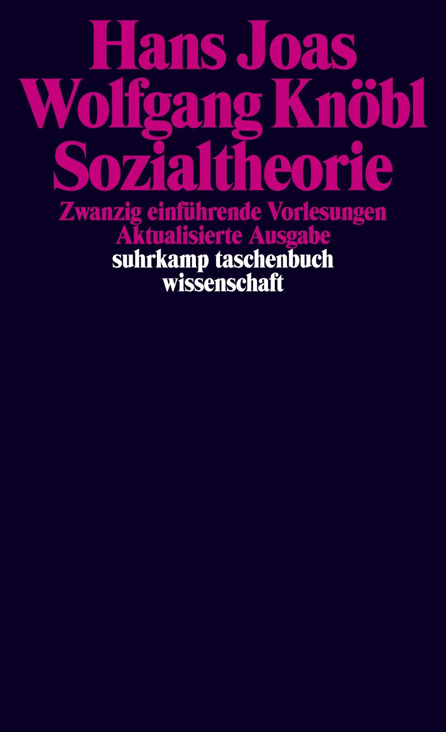 Cover: 9783518292693 | Sozialtheorie | Zwanzig einführende Vorlesungen | Hans Joas (u. a.)