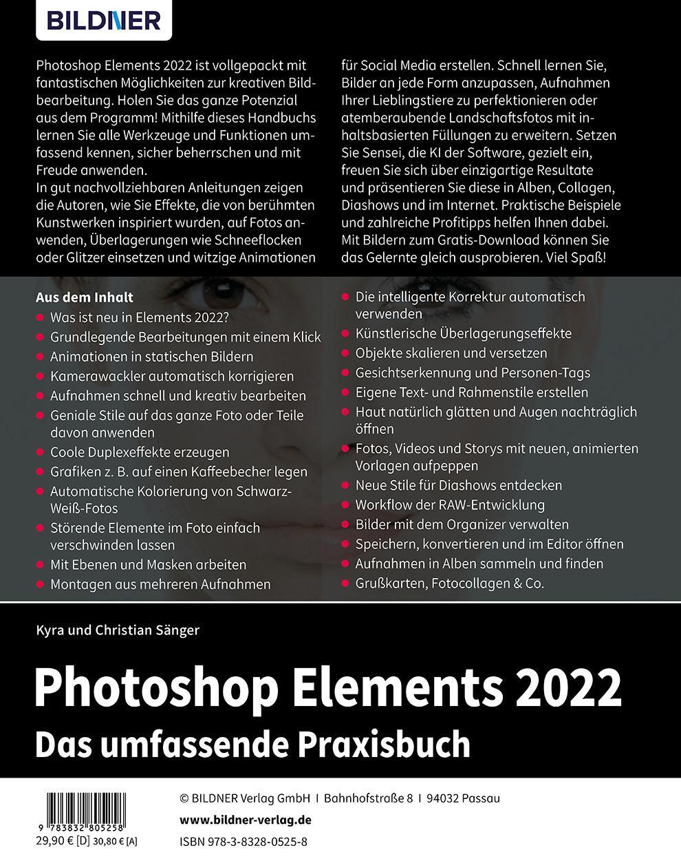 Rückseite: 9783832805258 | Photoshop Elements 2022 - Das umfangreiche Praxisbuch | Sänger (u. a.)