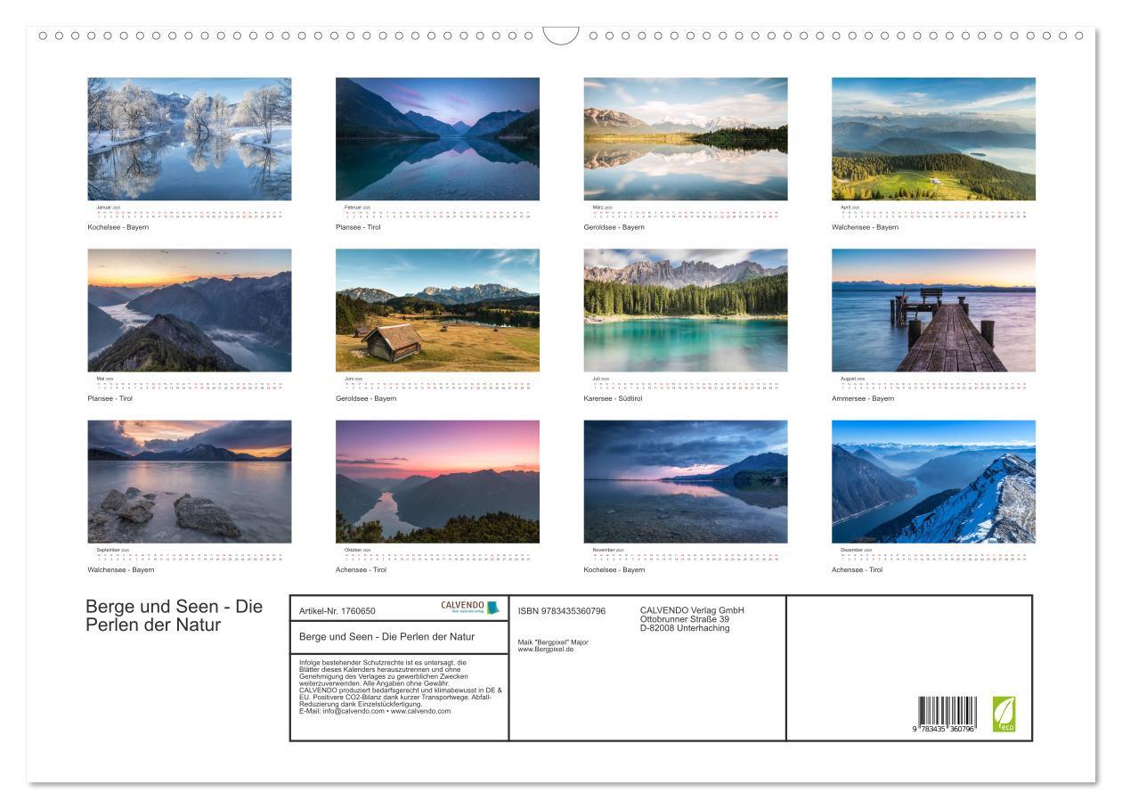 Bild: 9783435360796 | Berge und Seen - Die Perlen der Natur (Wandkalender 2025 DIN A2...