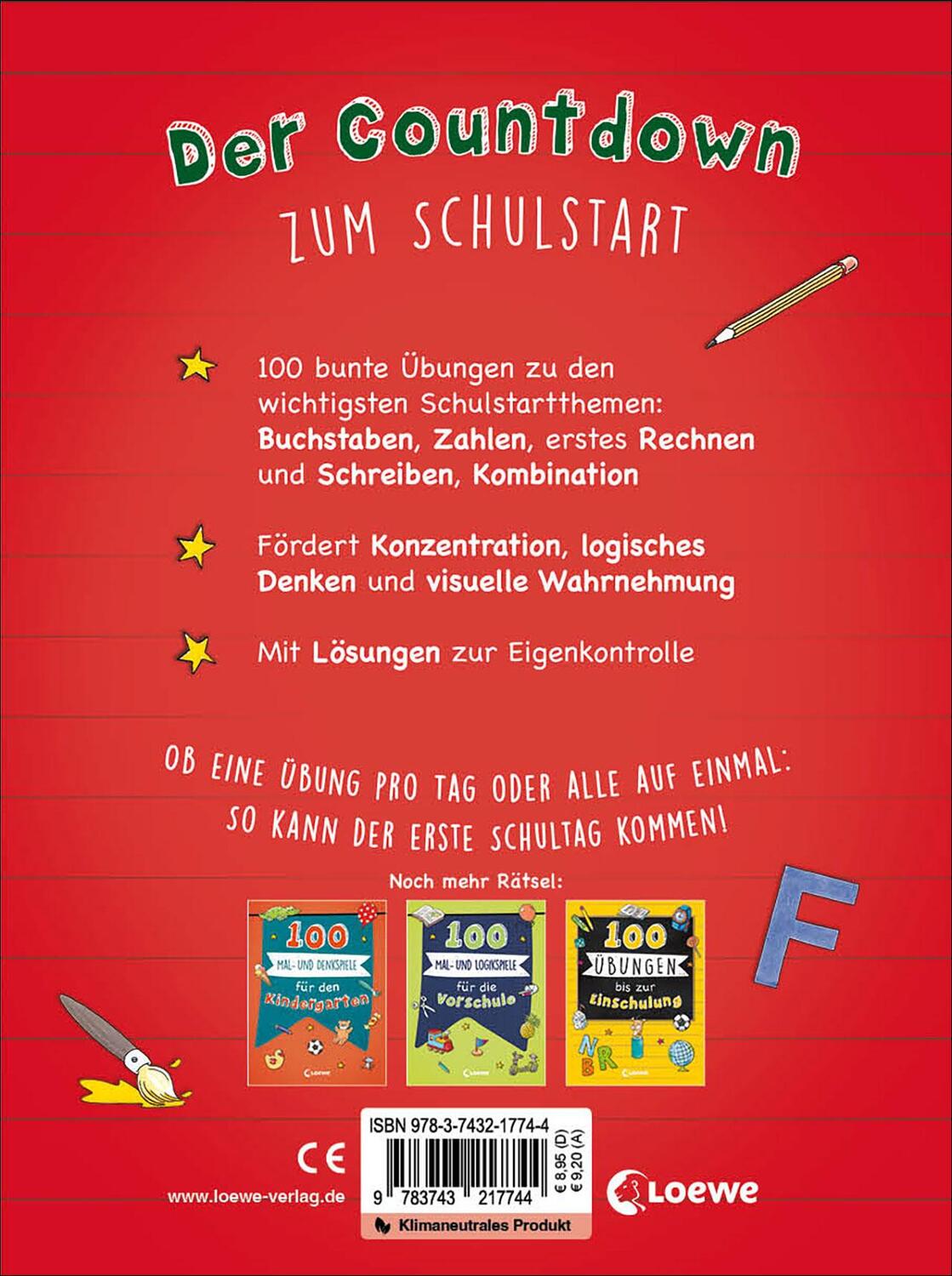 Rückseite: 9783743217744 | 100 Übungen bis zum ersten Schultag | Loewe Lernen und Rätseln | Buch