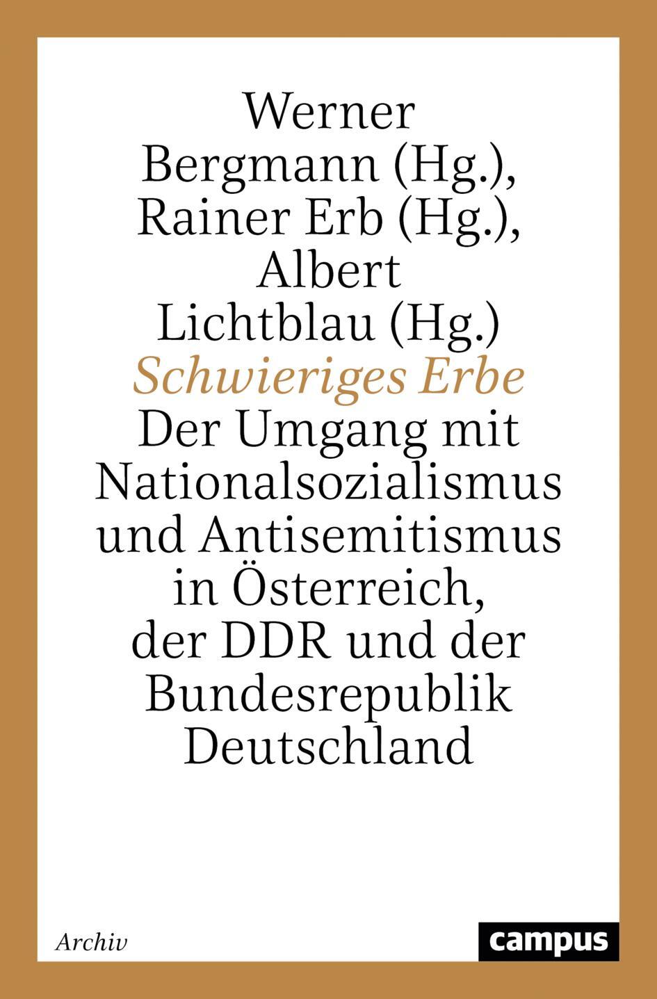 Cover: 9783593352466 | Schwieriges Erbe | Werner Bergmann (u. a.) | Taschenbuch | Paperback