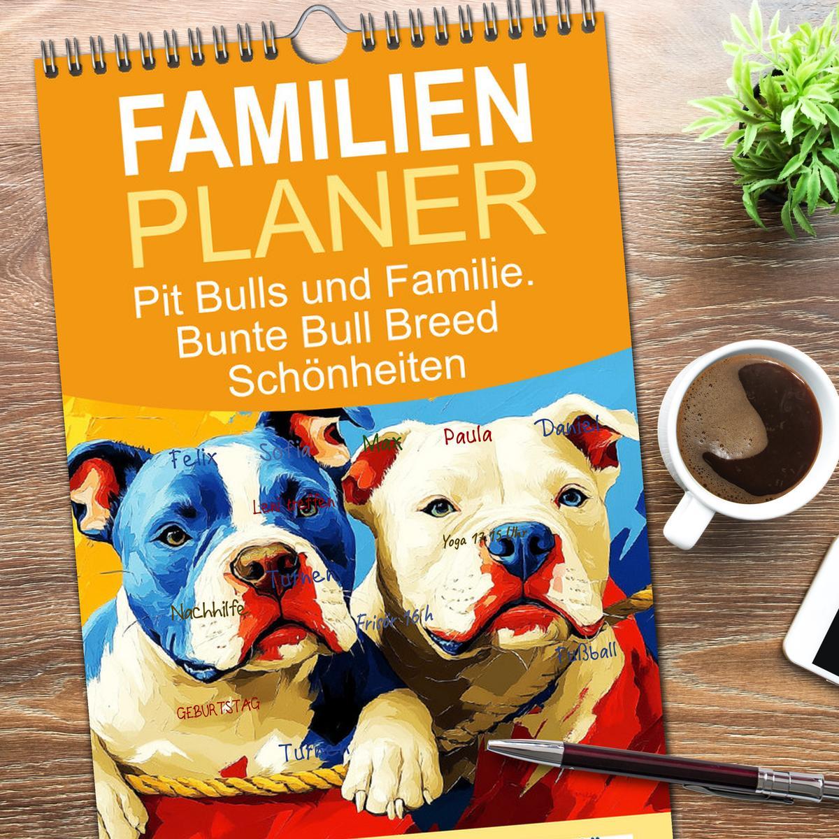 Bild: 9783457222973 | Familienplaner 2025 - Pit Bulls und Familie. Bunte Bull Breed...