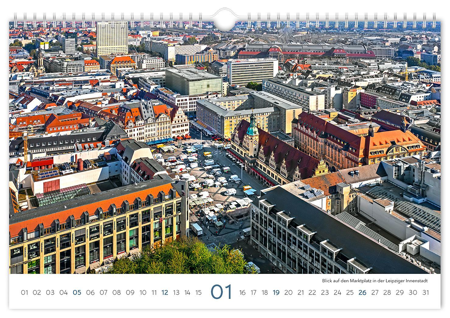 Bild: 9783910680685 | Kalender Leipzig 2025 | 30 x 20 cm weißes Kalendarium | Peter Schubert