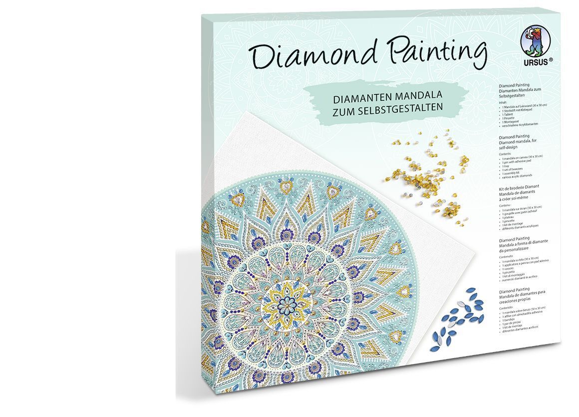 Cover: 4008525250333 | Diamond Painting "Diamantane Mandala Set 5", hellblau / taupe / weiß