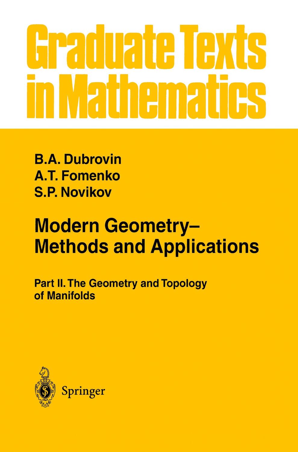 Cover: 9780387961620 | Modern Geometry- Methods and Applications | B. A. Dubrovin (u. a.)