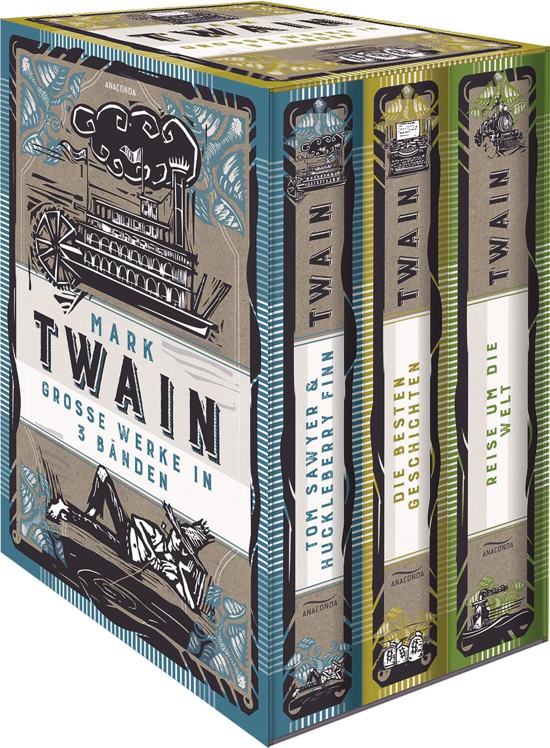 Cover: 9783730613313 | Mark Twain, Grosse Werke in 3 Bänden im Schmuck-Schuber | Mark Twain