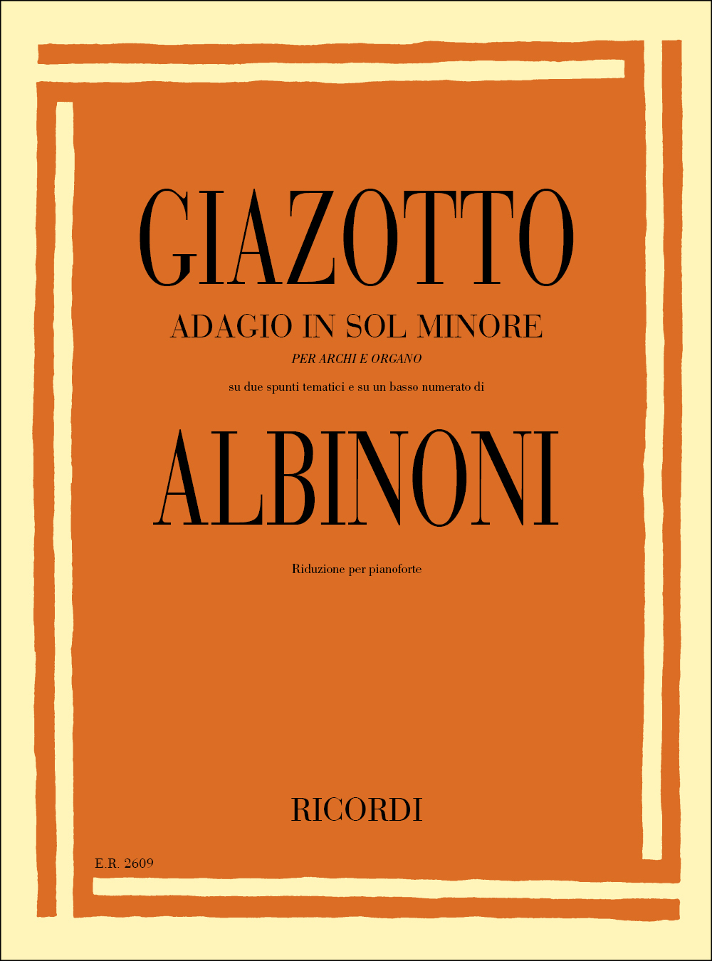 Cover: 9790041826097 | Adagio in sol minore (g minor) | Riduzione Per Pianoforte | Albinoni