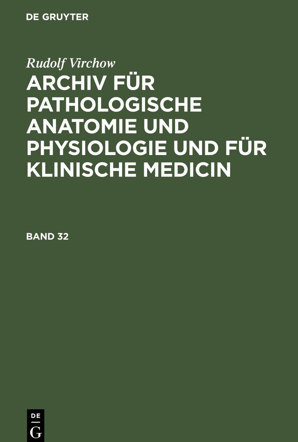 Cover: 9783112630754 | Rudolf Virchow: Archiv für pathologische Anatomie und Physiologie...