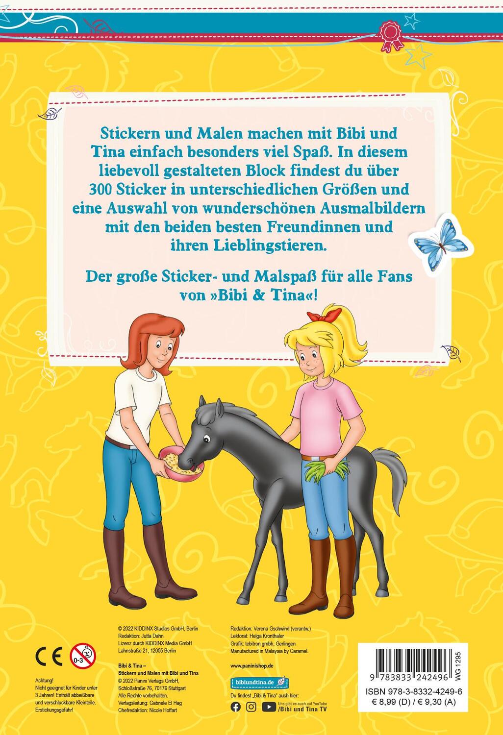 Rückseite: 9783833242496 | Bibi &amp; Tina: Stickern und Malen mit Bibi und Tina | Panini | Buch