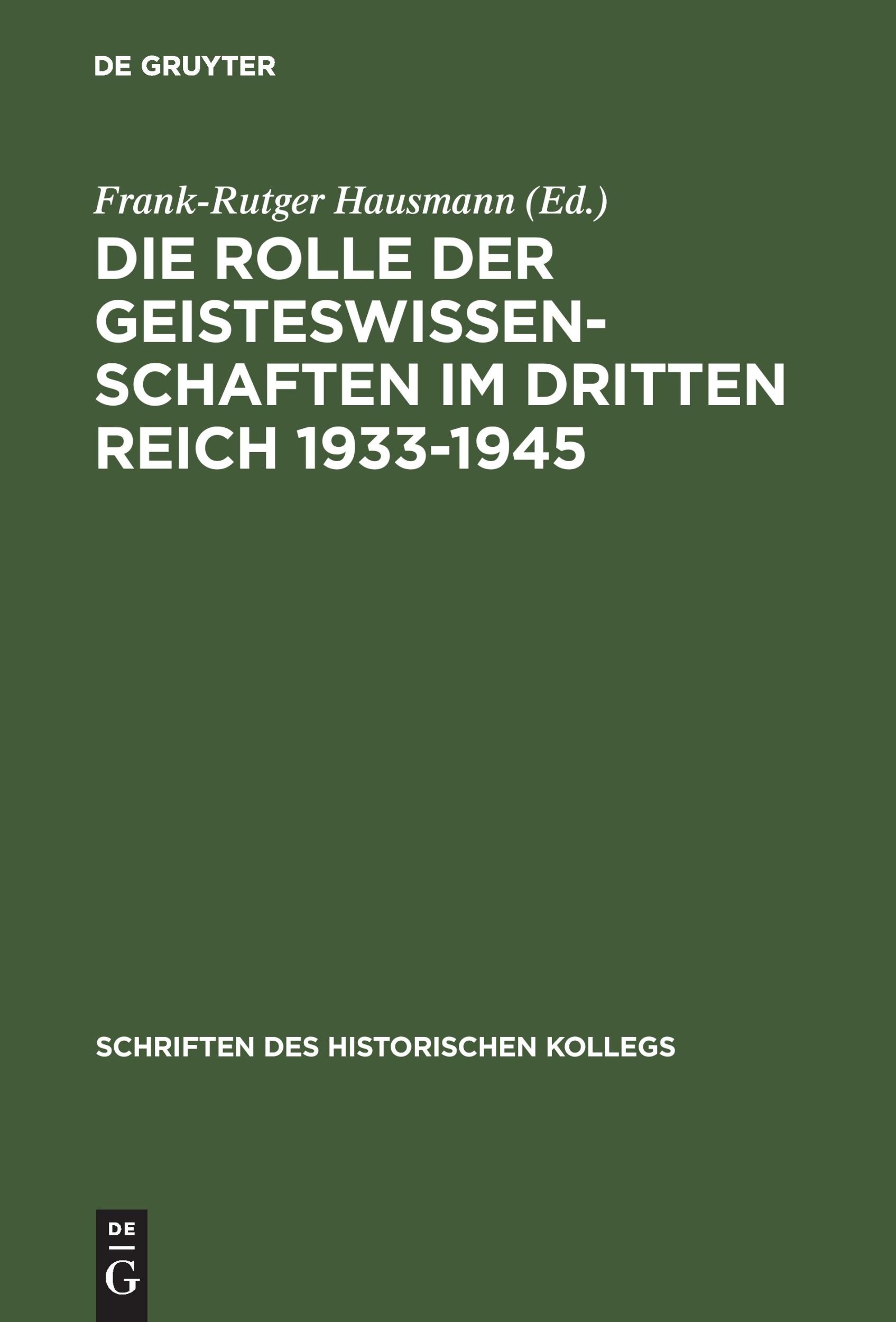 Cover: 9783486566390 | Die Rolle der Geisteswissenschaften im Dritten Reich 1933-1945 | Buch