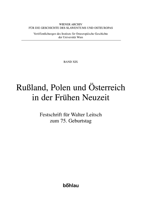Cover: 9783205770084 | Rußland, Polen und Österreich in der Frühen Neuzeit | Taschenbuch