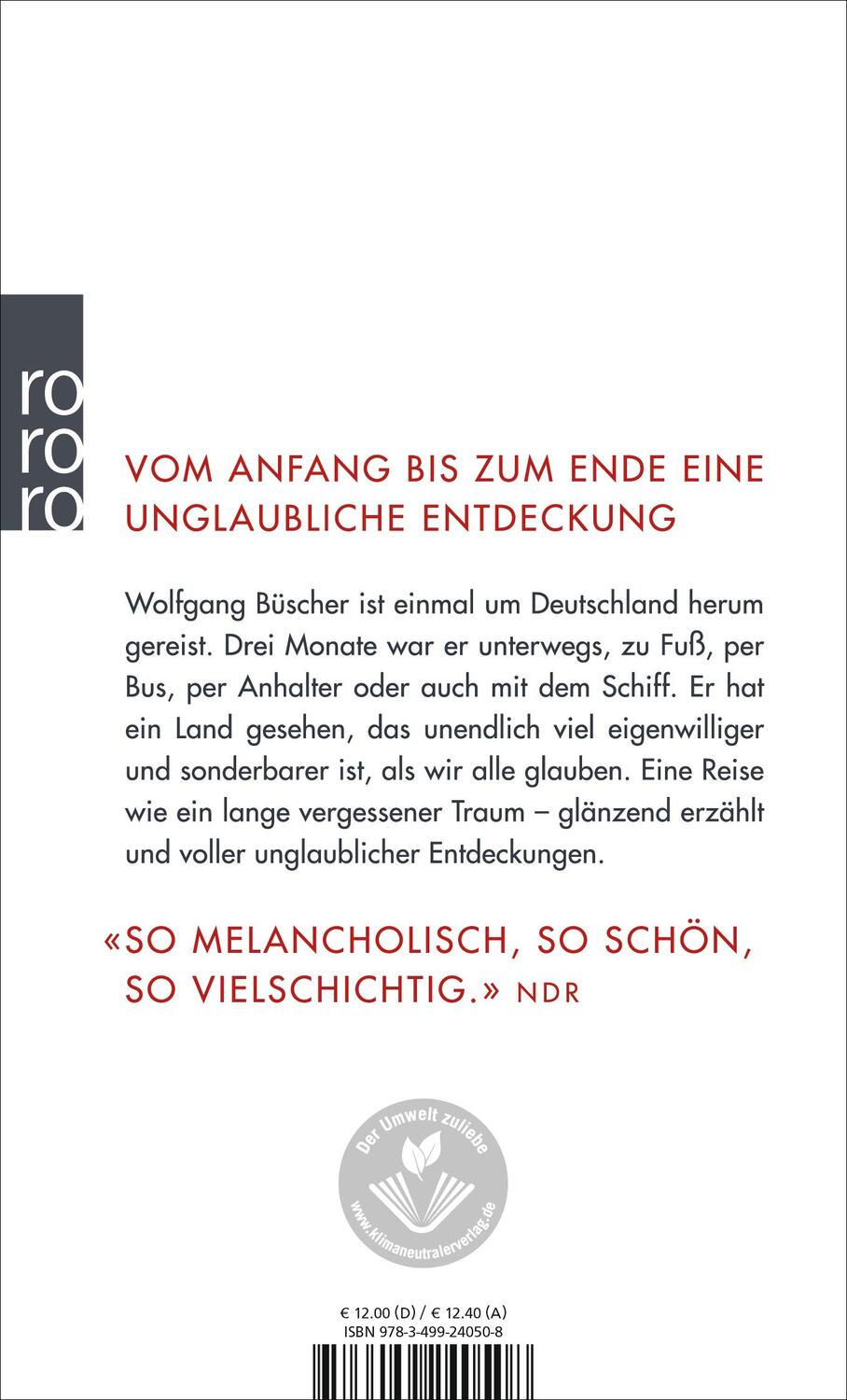Rückseite: 9783499240508 | Deutschland, eine Reise | Wolfgang Büscher | Taschenbuch | Deutsch