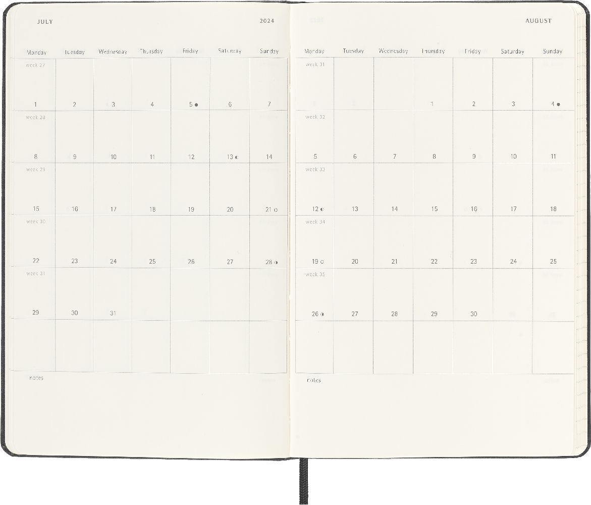 Bild: 8056598856873 | Moleskine 12 Monate Wochenkalender 2024, Large/A5, Schwarz | Buch