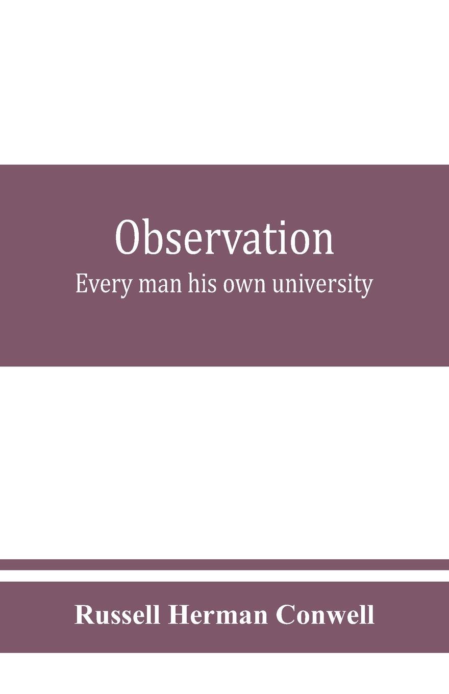 Cover: 9789353860530 | Observation | every man his own university | Russell Herman Conwell