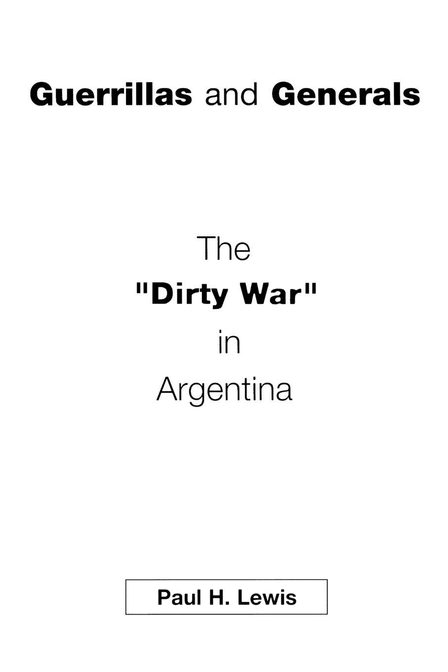 Cover: 9780275973605 | Guerrillas and Generals | The Dirty War in Argentina | Paul H. Lewis