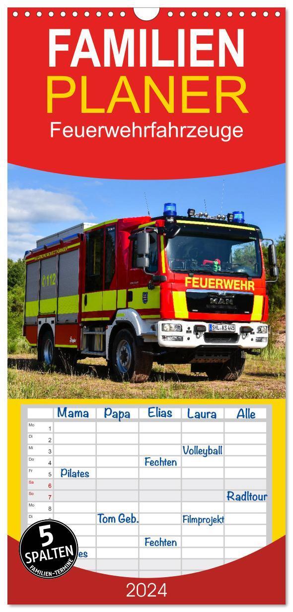 Cover: 9783383076442 | Familienplaner 2024 - Feuerwehrfahrzeuge mit 5 Spalten...