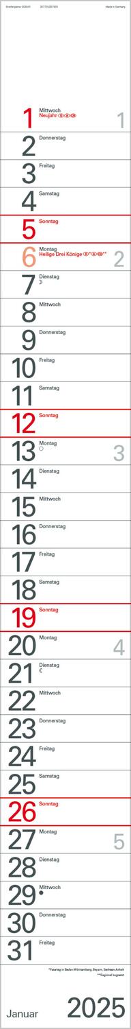 Bild: 9783731879541 | Streifenplaner Rot 2025 | Verlag Korsch | Kalender | 12 S. | Deutsch