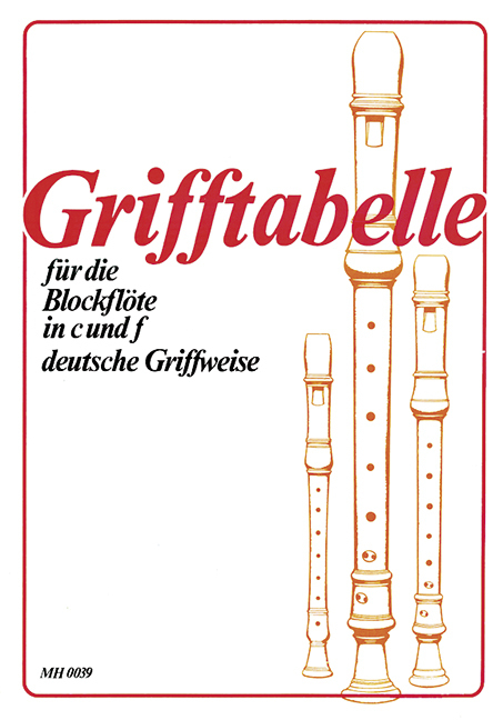 Cover: 9790201700397 | Grifftabelle für Blockflöte in c und f | Broschüre | 6 S. | Deutsch