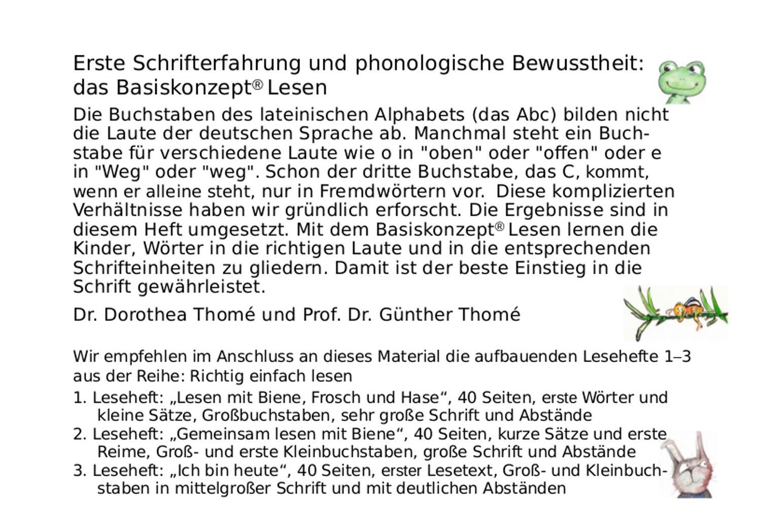 Bild: 9783942122269 | Besser lesen lernen | Günther Thomé (u. a.) | Taschenbuch | 44 S.