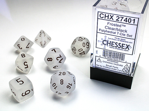 Cover: 601982024512 | Frosted™ Polyhedral Clear/black 7-Die Set | deutsch | Chessex