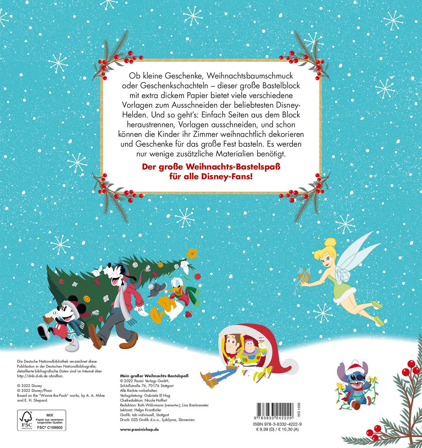 Rückseite: 9783833242229 | Disney: Mein großer Weihnachts-Bastelspaß | Panini | Taschenbuch