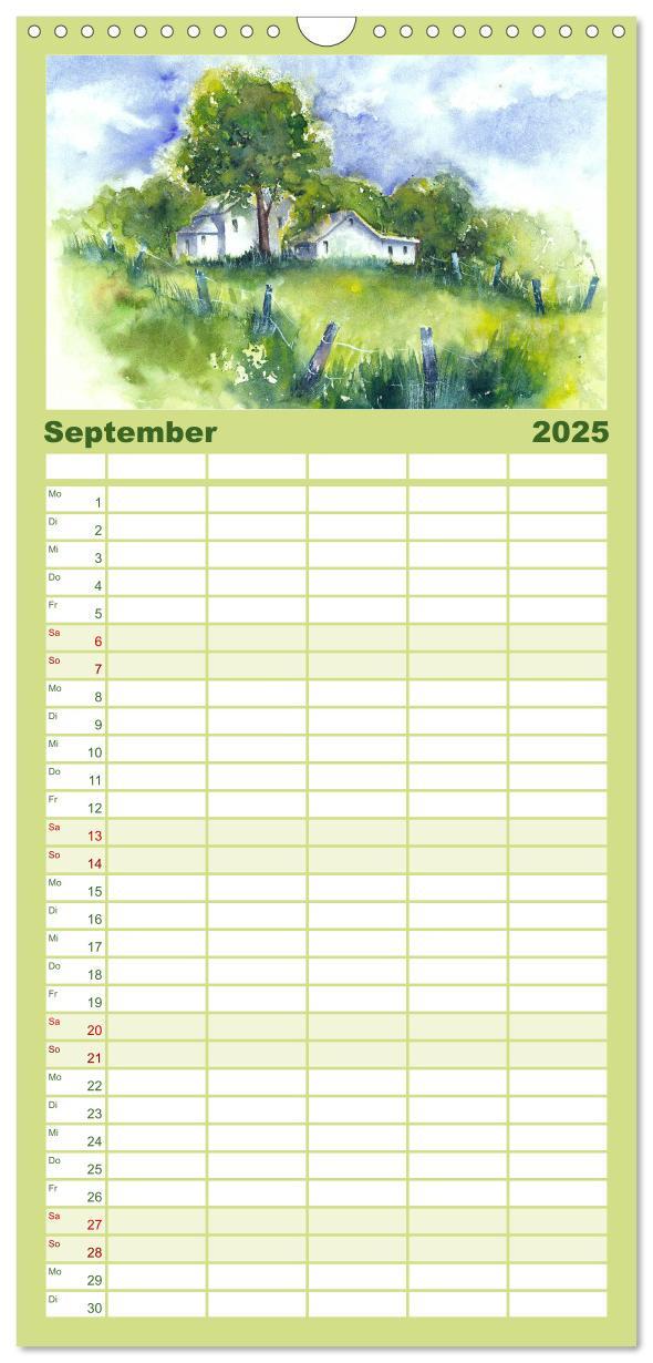 Bild: 9783457123256 | Familienplaner 2025 - Garten Aquarelle mit 5 Spalten (Wandkalender,...