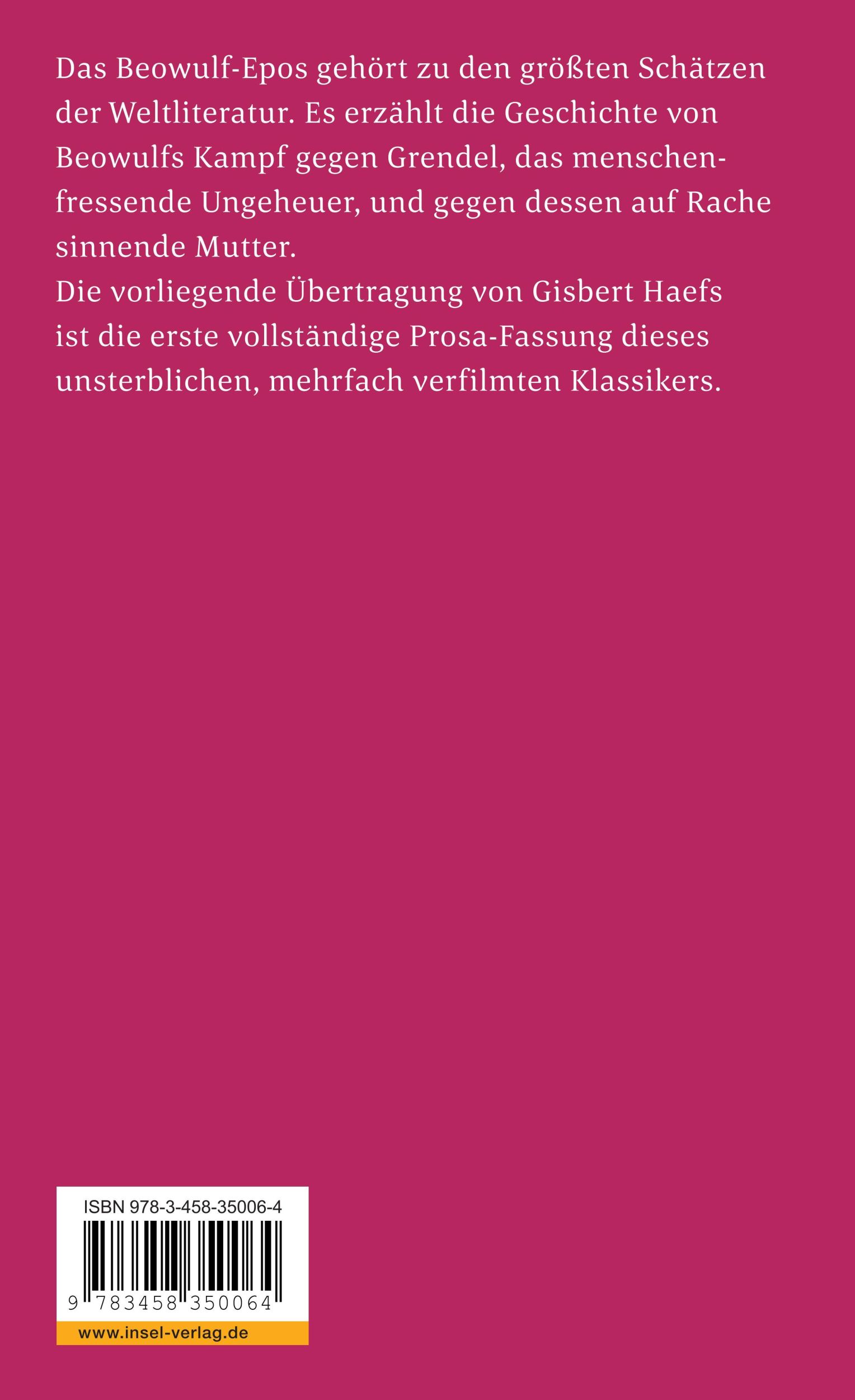 Rückseite: 9783458350064 | Beowulf | Die Geschichte von Beowulf und seinen Taten | Gisbert Haefs