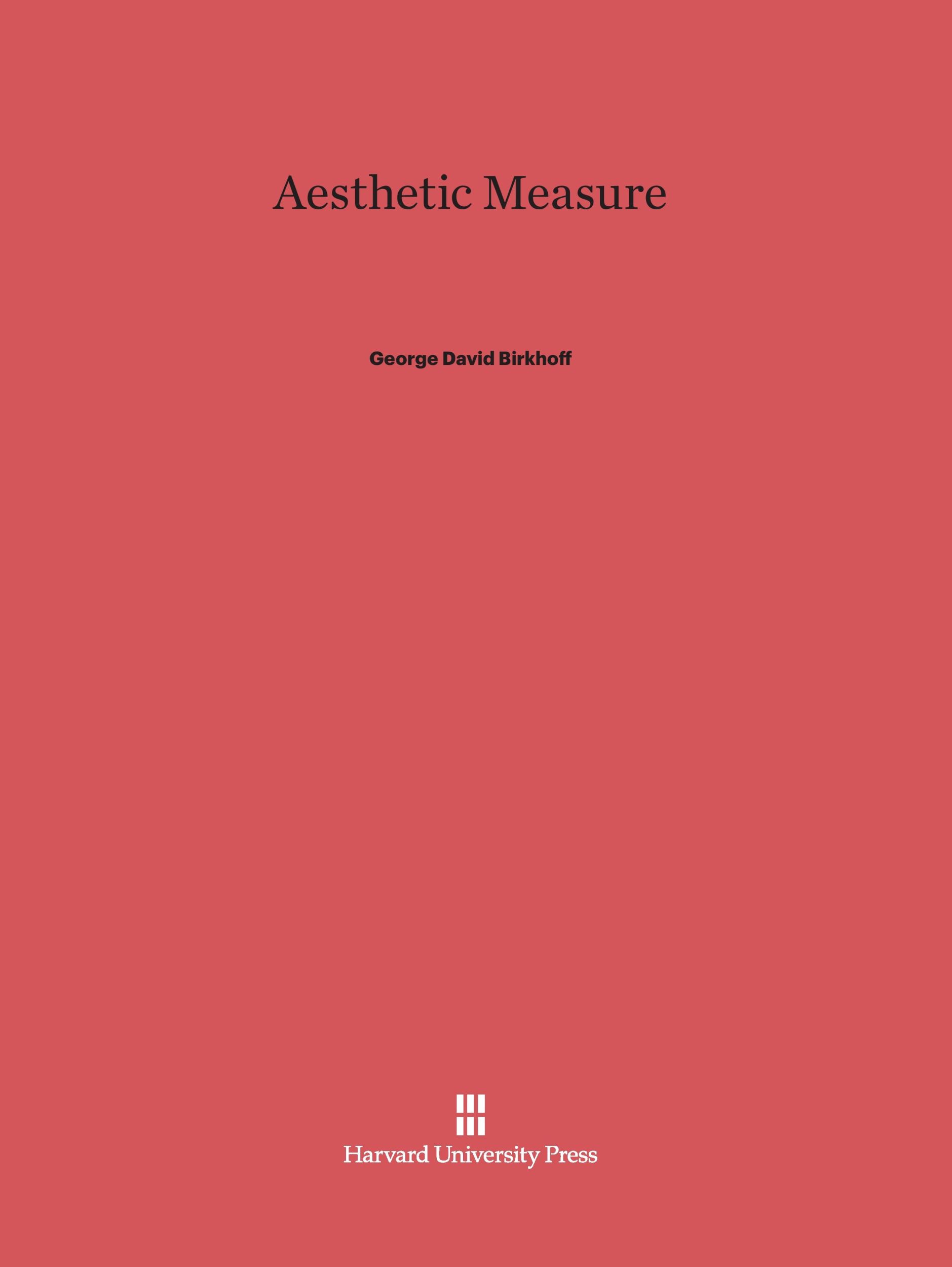 Cover: 9780674730229 | Aesthetic Measure | George David Birkhoff | Buch | Englisch