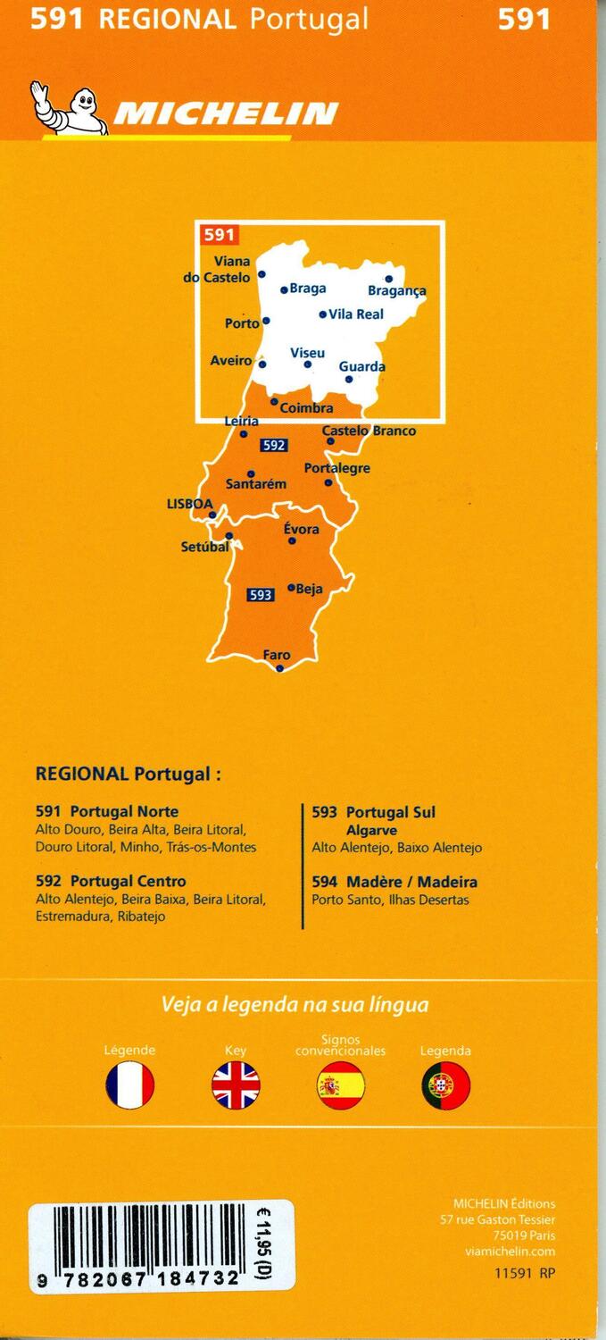Bild: 9782067184732 | Michelin Portugal Nord | (Land-)Karte | MICHELIN Regionalkarten | 1 S.