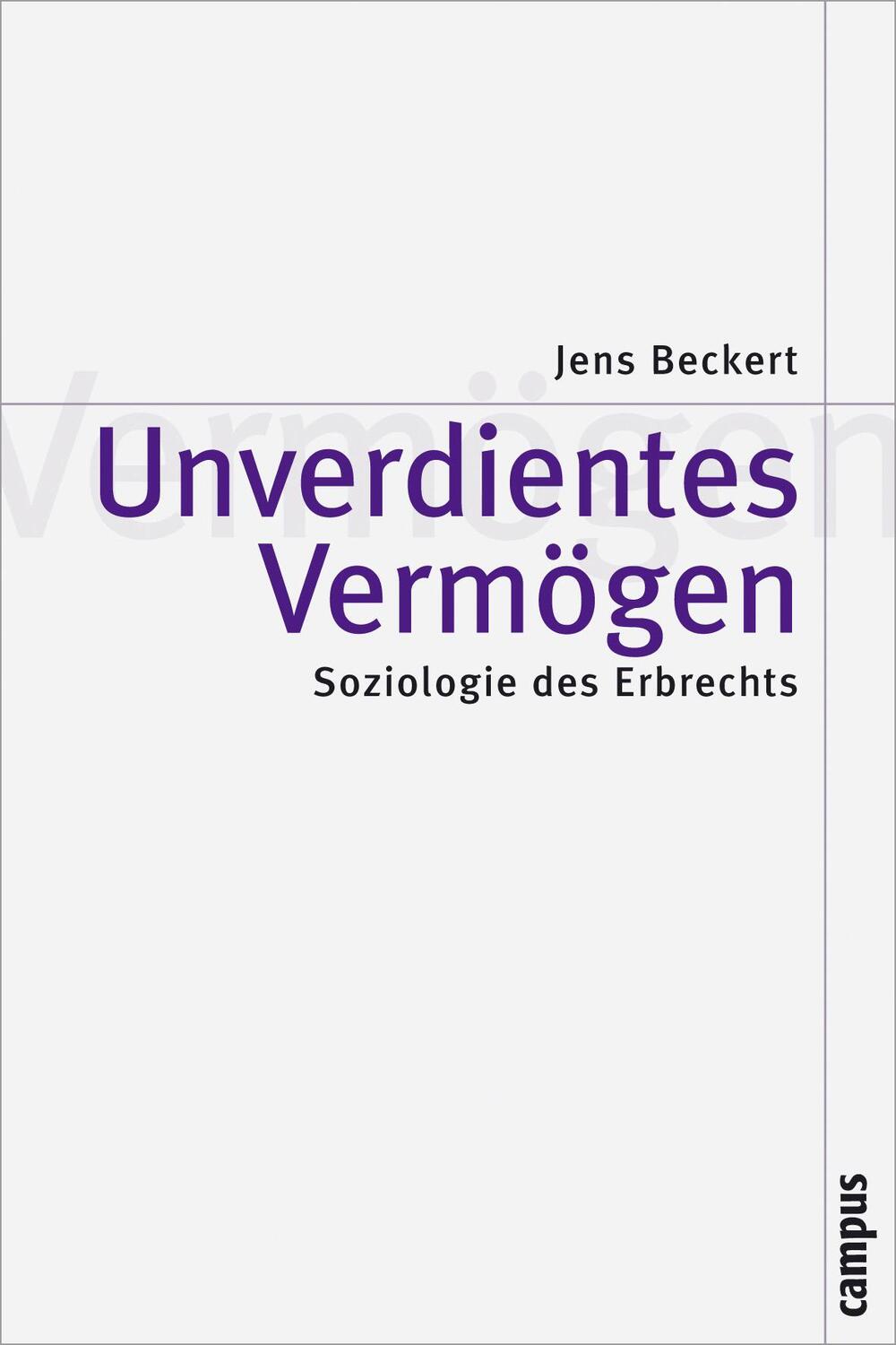Cover: 9783593375922 | Unverdientes Vermögen | Soziologie des Erbrechts | Jens Beckert | Buch