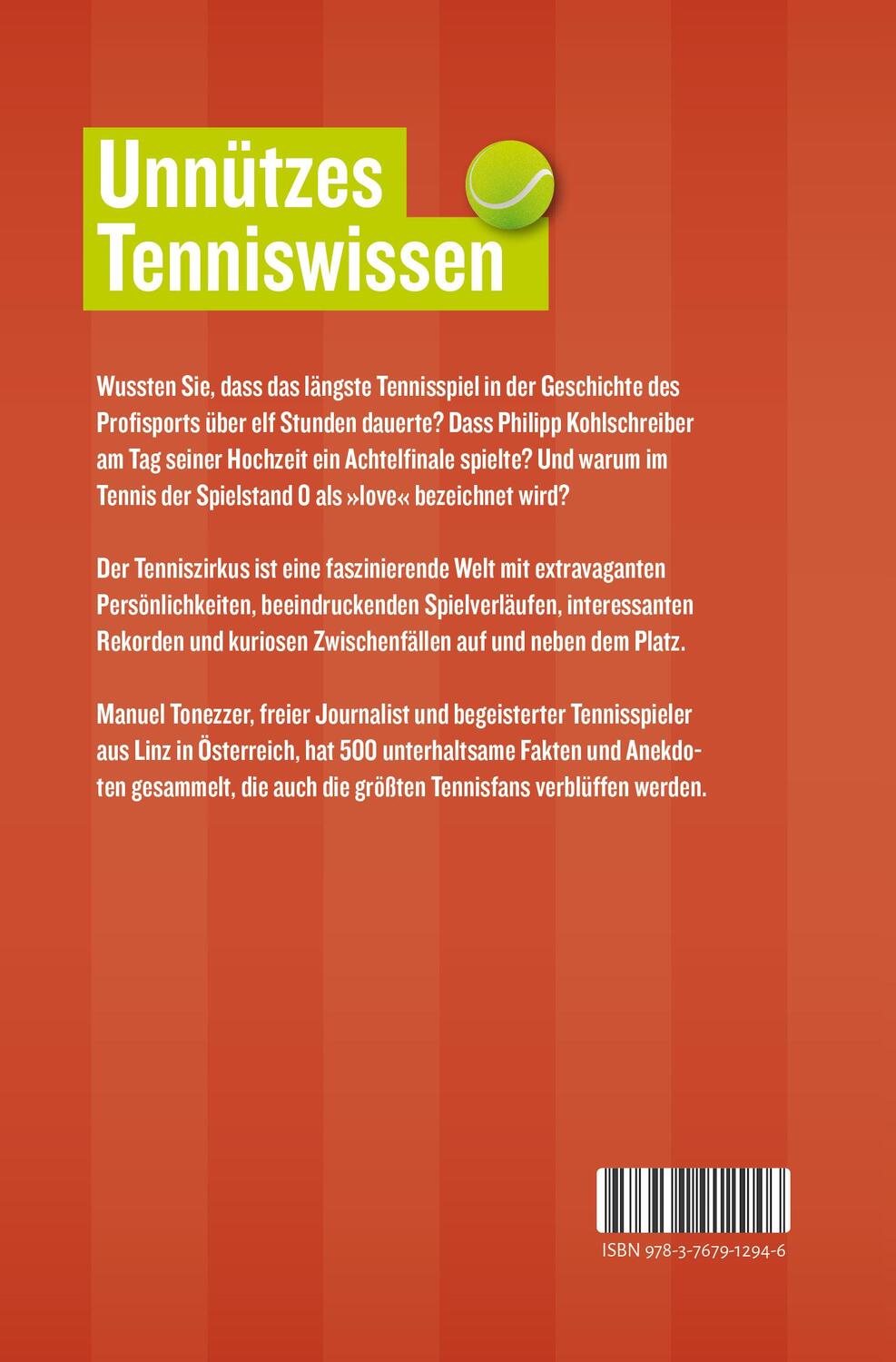 Rückseite: 9783767912946 | Unnützes Tenniswissen | Manuel Tonezzer | Taschenbuch | Deutsch | 2022