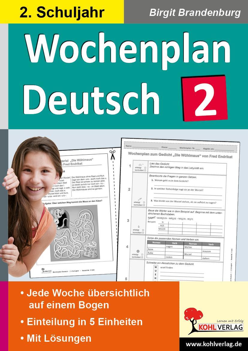 Cover: 9783956868252 | Wochenplan Deutsch 2. Schuljahr | Buch | Wochenplan | 80 S. | Deutsch