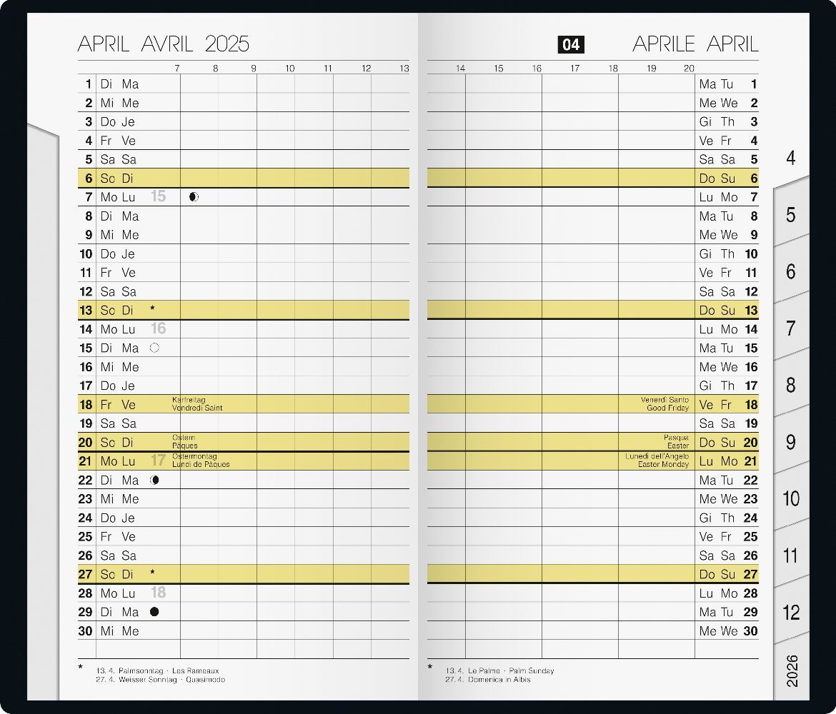 Bild: 4003273786721 | Taschenkalender Modell M-Planer (2025) | 2 Seiten = 1 Monat, A6 | 2025