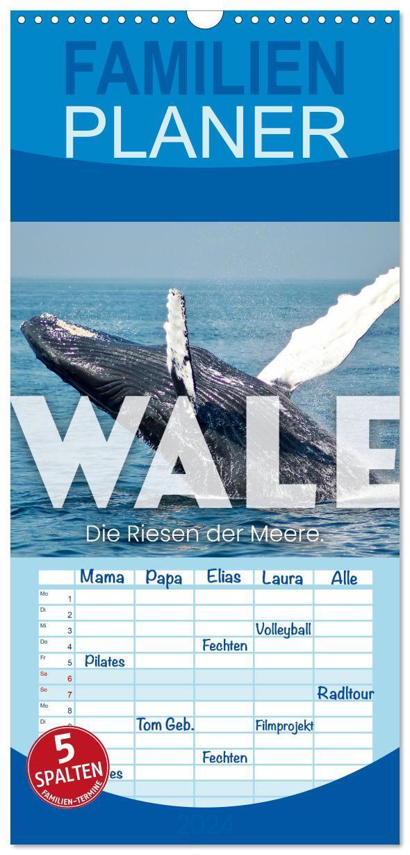 Cover: 9783383660566 | Familienplaner 2024 - Wale - Die Riesen der Meere. mit 5 Spalten...