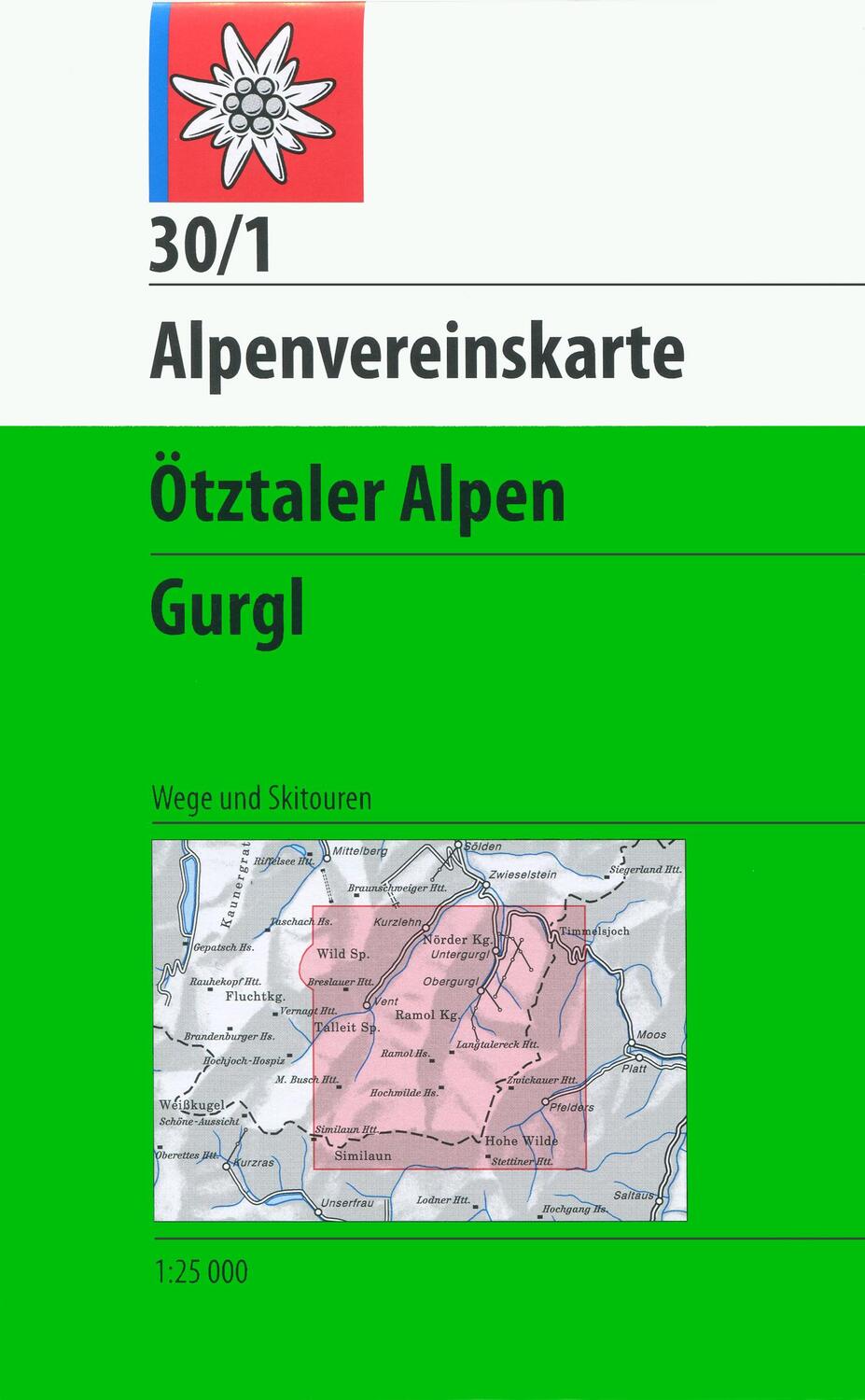 Cover: 9783928777384 | DAV Alpenvereinskarte 30/1 Ötztaler Alpen Gurgl 1 : 25 000 | Deutsch