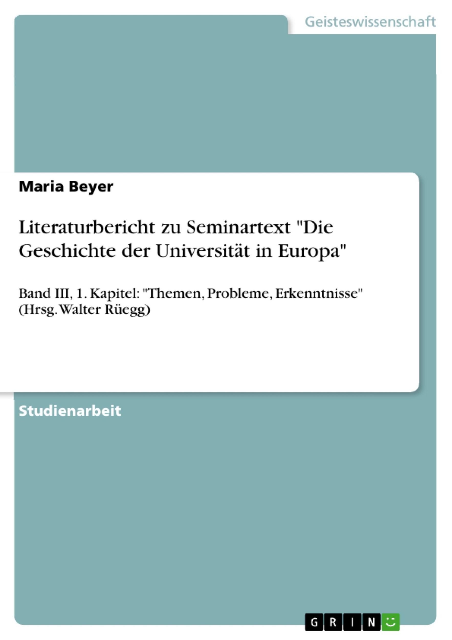 Cover: 9783668570405 | Literaturbericht zu Seminartext "Die Geschichte der Universität in...