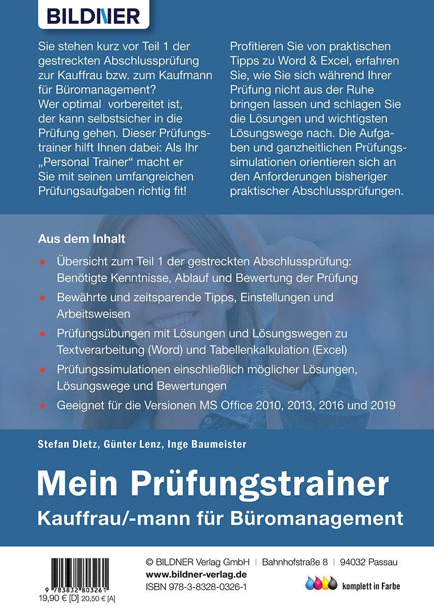 Rückseite: 9783832803261 | Mein Prüfungstrainer Kauffrau / Kaufmann für Büromanagement | Buch