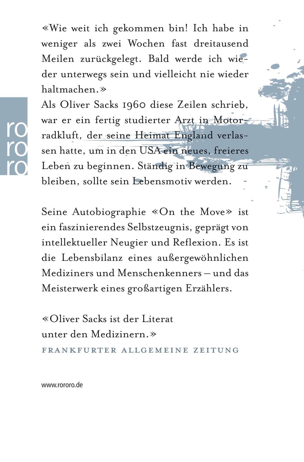 Rückseite: 9783499628931 | On the Move | Mein Leben | Oliver Sacks | Taschenbuch | Deutsch | 2016