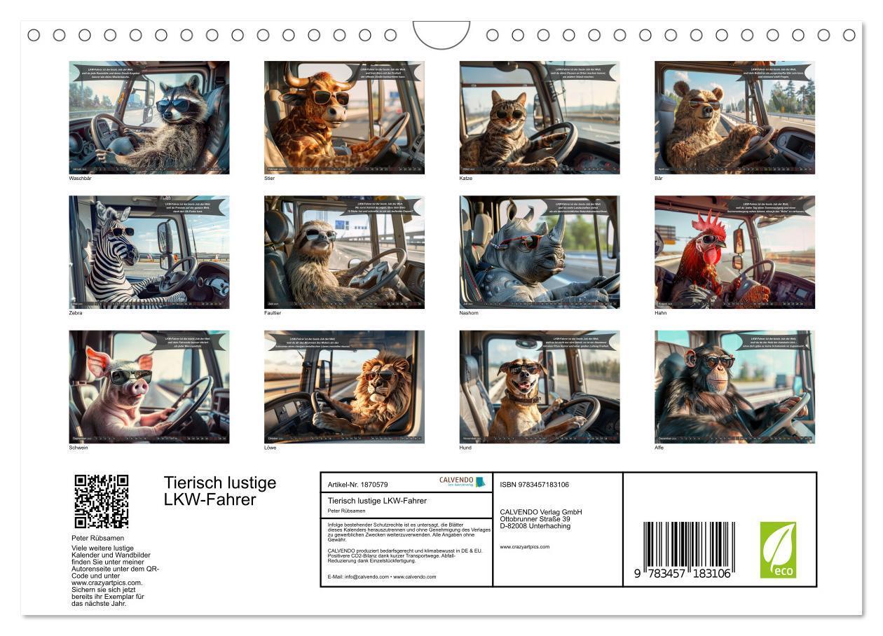 Bild: 9783457183106 | Tierisch lustige LKW-Fahrer (Wandkalender 2025 DIN A4 quer),...