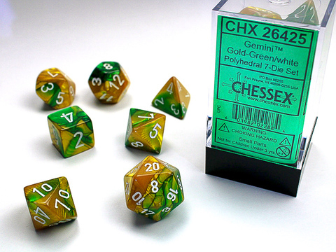 Cover: 601982022884 | Gemini® Polyhedral Gold-Green/white 7-Die Set | deutsch | Chessex