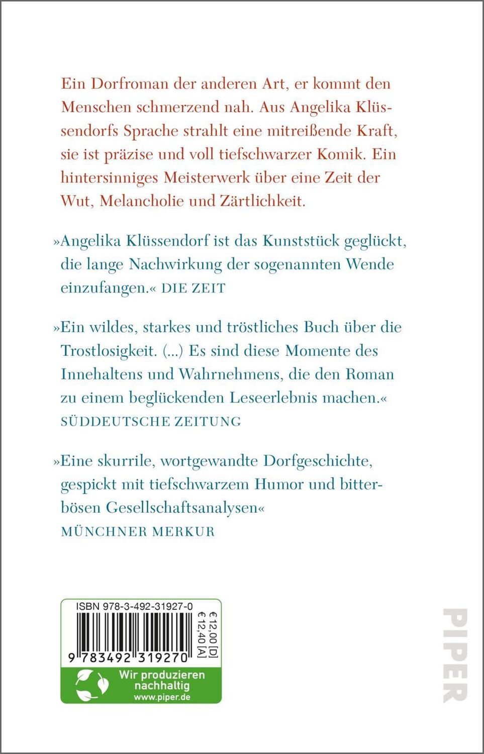 Rückseite: 9783492319270 | Vierunddreißigster September | Angelika Klüssendorf | Taschenbuch