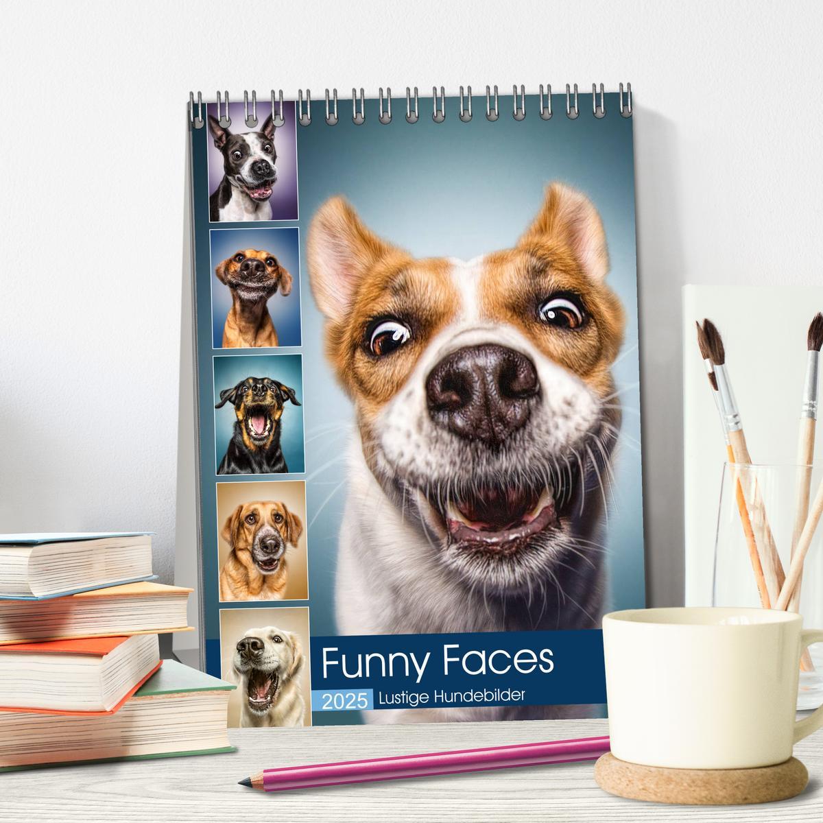 Bild: 9783435991372 | Funny Faces - Lustige Hundebilder (Tischkalender 2025 DIN A5 hoch),...