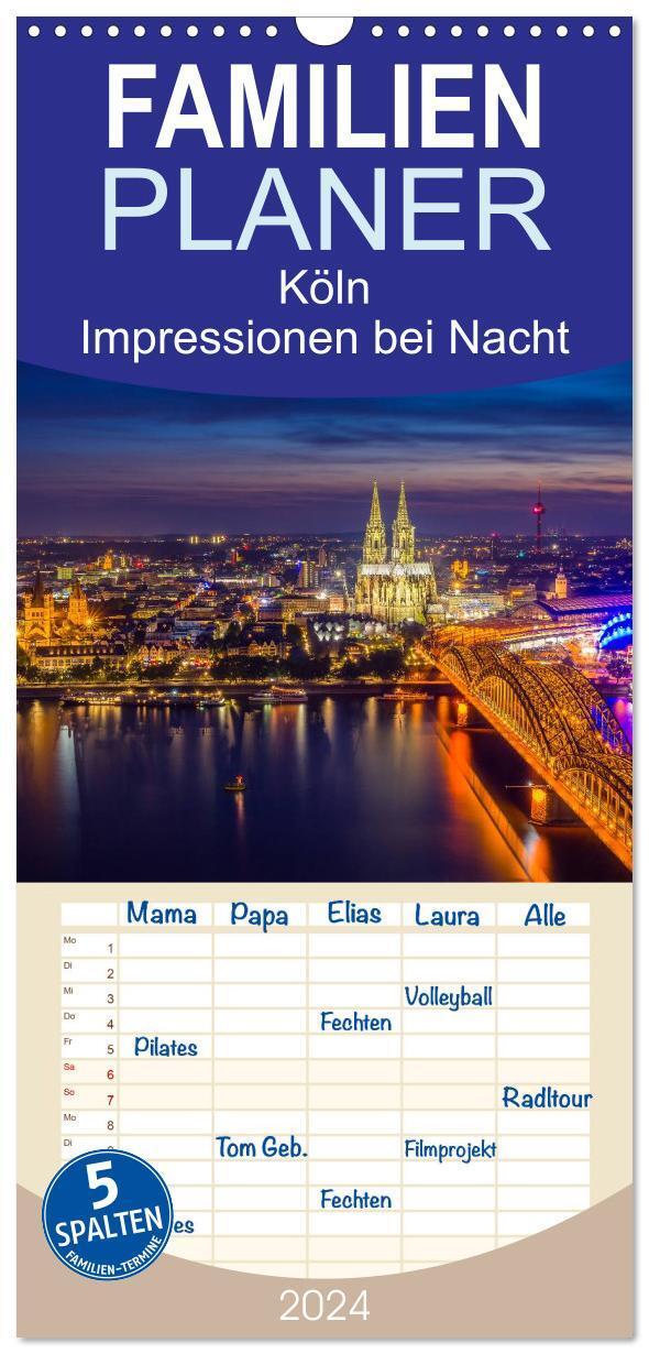 Cover: 9783383075490 | Familienplaner 2024 - Köln Impressionen bei Nacht mit 5 Spalten...