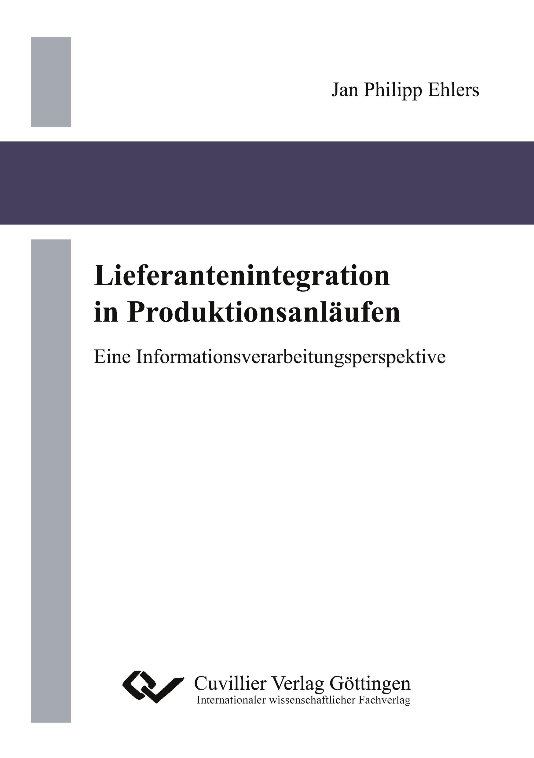 Cover: 9783954044245 | Lieferantenintegration in Produktionsanläufen. Eine...