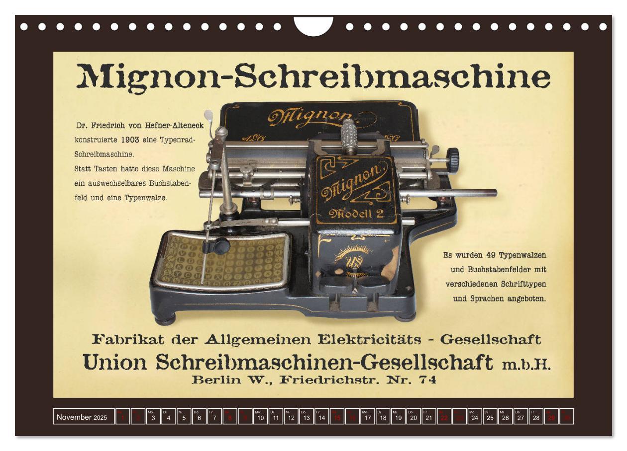 Bild: 9783435439041 | Schreibmaschinen um 1900 (Wandkalender 2025 DIN A4 quer), CALVENDO...