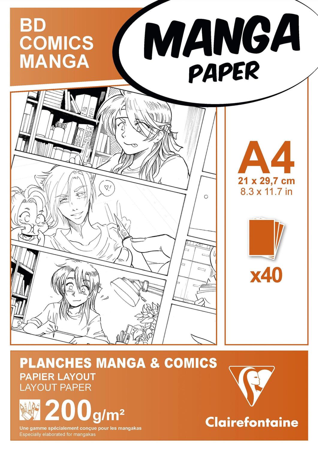 Cover: 3329680940442 | Papier für Manga, Packung/Etui mit 40 Blatt A4 200g | Stück | Deutsch