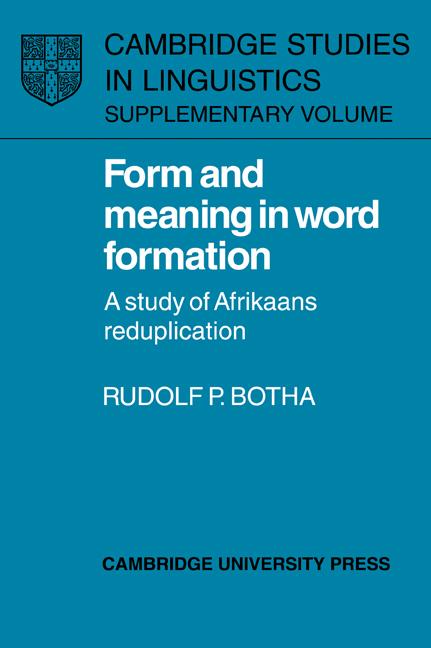 Cover: 9780521026130 | Form and Meaning in Word Formation | Rudolf P. Botha (u. a.) | Buch